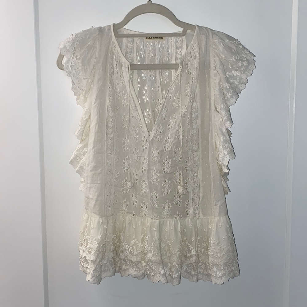 Ulla Johnson Lace/Eyelet Sleeveless Top